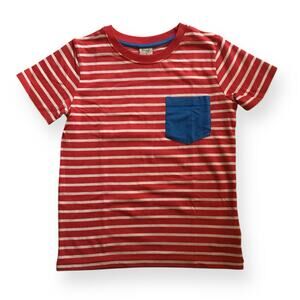 Frugi organic red stripes & blue pocket tee